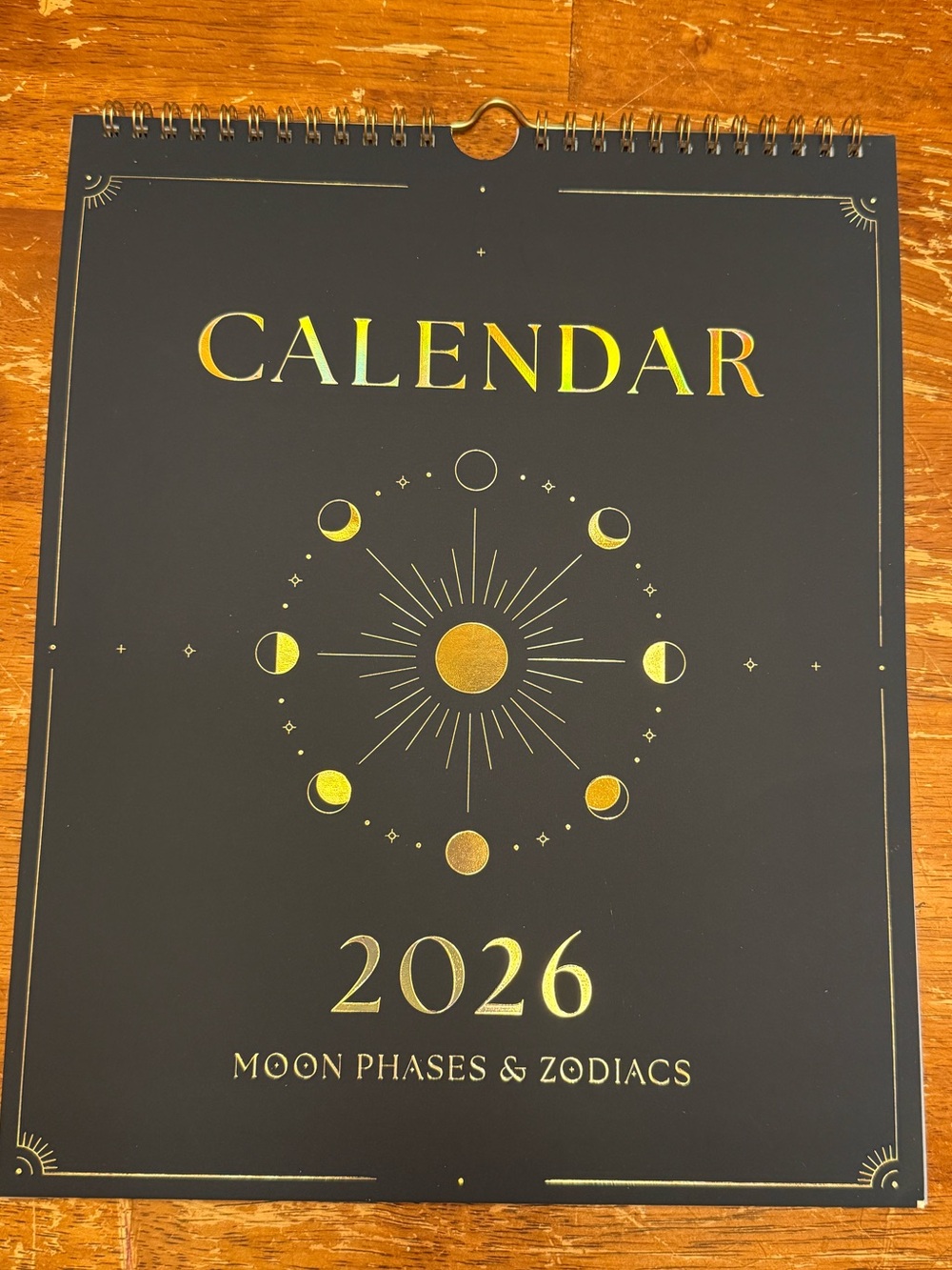 Spritz 2026 Moon Phases & Zodiacs Wall Calendar - Black and Gold